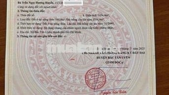 ĐẤT SỔ ĐỎ 1656m2 XÃ BẮC TÂN UYÊN-TPHCM