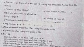 Bán nhà 1 sẹc đường số 3 ngay chợ bình long