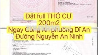 ĐẤT CHÍNH CHỦ 200m NGAY CÔNG AN PHƯỜNG DĨ AN BÌNH DƯƠNG BV HOÀN MỸ 13T