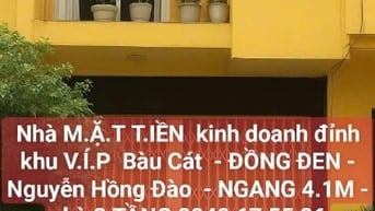 Nhà quận T.ân Bình MẶT TIỀN KINH DOANH khu V.Í.P Bàu Cát - ĐỒNG ĐEN 