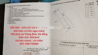 Chỉ với 420 triệu sở hữu ngay mảnh 999,8m2 tại Thăng Bình, Đà Nẵng