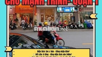 Ngang 5m Chu Mạnh Trinh, P.Sài Gòn, Q1, 6 tầng sẵn HĐT: 110 triệu/ th