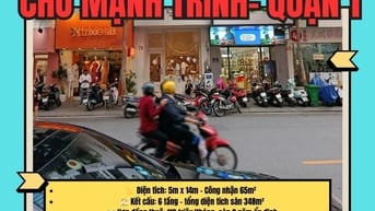 Ngang 5m Chu Mạnh Trinh, P.Sài Gòn, Quận 1, 6 tầng sẵn HĐT: 110 triệu/