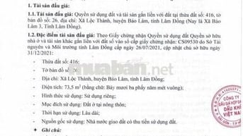 BĐS Xã Lộc Thành, Bảo Lâm, Lâm Đồng (Nay là Xã Bảo Lâm 3, Lâm Đồng)