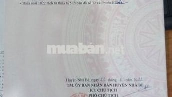 Đất thổ cư Phạm Hữu Lầu Phước Kiển Nhà Bè 60tr 181 m2 xd 2 căn nhà
