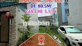 BÁN ĐẤT ĐƯỜNG 22, P. LINH ĐÔNG – HẺM Ô TÔ, DT 80.5M² – GIÁ 5.5 TỶ 🚗