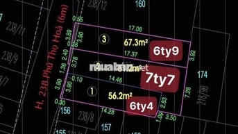 BÁN 3 LÔ ĐẤT PHÂN LÔ KHU PHÚ THỌ HOÀ HXH 6 MÉT