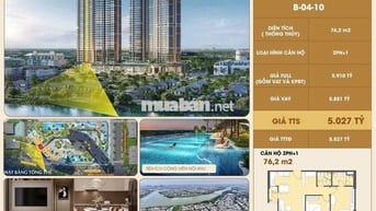 Căn hộ 76m2, 2PN dự án Masteri Rivera