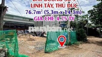 🏡 BÁN ĐẤT ĐƯỜNG SỐ 9, LINH TÂY, THỦ ĐỨC – 76.7M² – GIÁ 4.75 TỶ