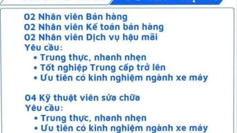 TUYỂN KỸ THUẬT VIÊN XE MÁY ĐIỆN VINFAST