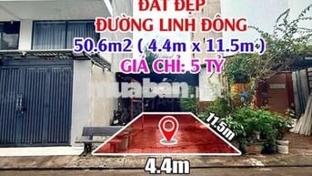 BÁN ĐẤT ĐƯỜNG LINH ĐÔNG, THỦ ĐỨC – 50.6M² – GIÁ 5 TỶ – HẺM XE HƠI