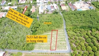 5x33 full thổ cư, đường thông. Gần KCN. 395tr 