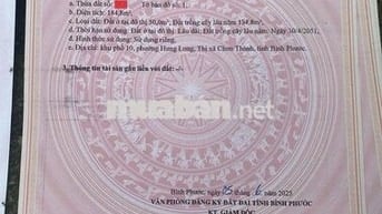 Cần Tiền Bán Gấp Đất Mặt Tiền Cao Bá Quát Thông KCN Becamex Chơn Thành