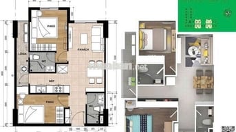 Bán căn hộ 2Pn 57m2 - Chung cư Samsora, đầy đủ nội thất: 1ty5