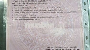 Đất Bán ấp Giồng Lãnh.Gò Công Đông Tiền Giang