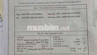 Bán nhà 2 mặt hẻm xe hơi 104/53 trịnh đình trọng