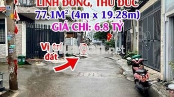 BÁN ĐẤT ĐƯỜNG 39, LINH ĐÔNG – 77.1M² (4x19.28m) – GIÁ 6.8 TỶ