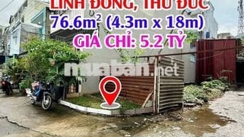 BÁN ĐẤT HẺM XE HƠI ĐƯỜNG 22, LINH ĐÔNG – 76.6M² – GIÁ 5.2 TỶ