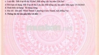 Đất thổ cư Chơn Thành, Bình Phước