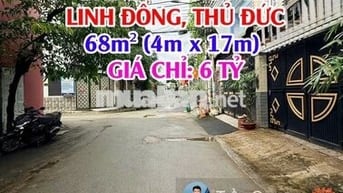 BÁN ĐẤT ĐƯỜNG SỐ 22, LINH ĐÔNG, THỦ ĐỨC – 68M² – GIÁ 6 TỶ