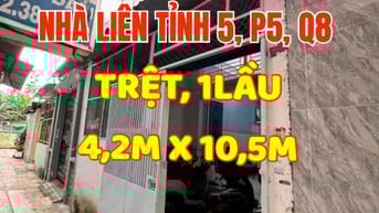 Bán nhà 1trệt, 1 lầu, Hẻm Liên Tỉnh 5, P5, Q8. Ngang 4,2m x Dài 10,5m