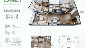 Cần chuyển nhượng căn 56m2 tòa Fibonan (trong khuôn viên Ecopark)