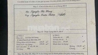 Mặt tiền đường Triệu Nữ Vương. Hải Châu. Trục Đường Víp