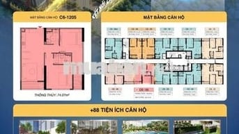 Căn hộ 74m2 2 PN Capital Square Trần Hưng Đạo