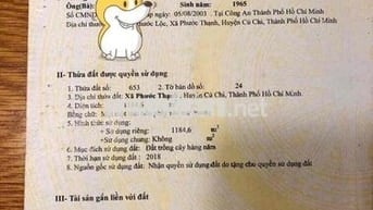 Bán đất Củ chi, sổ riêng giá 3tỷ cho gần 1200m2