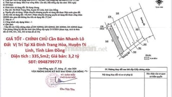 CHÍNH CHỦ Cần Bán Nhanh Lô Đất  Vị Trí Tại Huyện Di Linh,Tỉnh Lâm Đồng