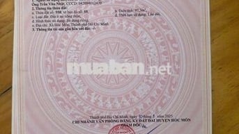ĐẤT MẶT TIỀN TÂN HIỆP 16,DT:100m2,SỔ HỒNG RIÊNG,RA ĐỖ VĂN DẬY CHỈ 100m
