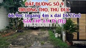 BÁN ĐẤT ĐƯỜNG SỐ 9, KHU DC APEC – P. TRƯỜNG THỌ – 66.9M² – GIÁ 6.8 TỶ