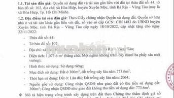 BĐS xã Hòa Hiệp, Xuyên Mộc, BR-VT ( xã Hòa Hiệp, TP.HCM)