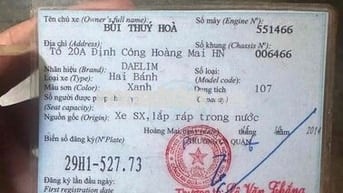 xe mình được tặng