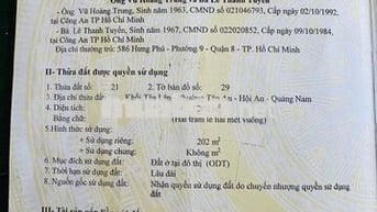 CHÍNH CHỦ BÁN ĐẤT ODT SẴN SỔ MẶT TIỀN 40 LÊ VĂN HIẾN-TÂN AN-HỘI AN