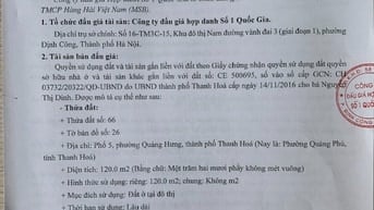 Công ty đấu giá hợp danh Số 1 Quốc Gia thông báo bán đấu giá tài sản