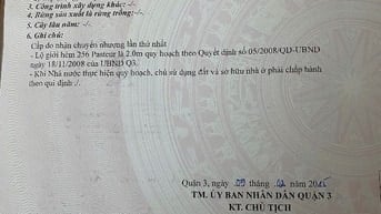 Bán nhà riêng hẻm 256 Pasteur, P8, Quận 3, giá 7.2 tỷ 