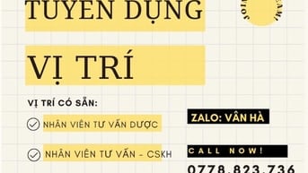 Tuyển Gấp NV Tư Vấn Sản Phẩm DƯỢC Phù Hợp Nhu Cầu Khách Hàng-Quận 3
