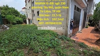 CHÍNH CHỦ CẦN BÁN NHANH lô đất ngõ 230 Tây Mỗ, quận Nam Từ Liêm, HN