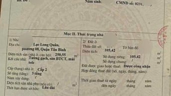 Lô góc hẻm xe tải Lạc Long Quân, Tân Bình, 6x17.5, 3 tầng, kinh doanh 