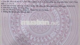 Chính chủ bán lô đất Đường Võ thị phải phường thới an, quận 12