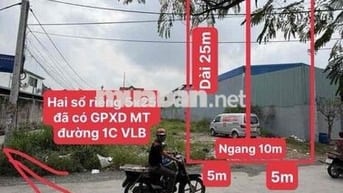 250M2(10x25) ĐẤT MT ĐƯỜNG 1C - VĨNH LỘC B - THỔ CƯ 200M2 - GIÁP B.TÂN