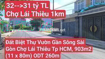 🆘 Đất Biệt Thự Vườn Giáp Sông Sài Gòn Gần Chợ Lái Thiêu Tp. Thuận An