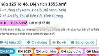 1,3 tỷ 1.555 m2 QH 2030 đất ở đô thị ODT; An Tây, Bến Cát, Bình Dương