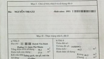 Hẻm Ba Gác Huỳnh Văn Bánh P13 Phú Nhuận 2 Tầng 46m2 Giá 6 Tỷ 700