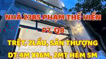 Nhà mới tuyệt đẹp 180m2, 1trệt, 2lầu, ST, 4mx16m2, H385 Phạm Thế Hiển