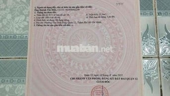 Bán lô Dất Thổ Cư Phường Tân Chánh Hiệp Quận 12