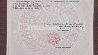 Chính chủ bán đất mặt tiền đường DT750 , xã trừ văn thố, TP. HCM