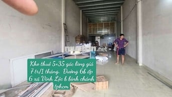 KHO THUÊ 5×35 Gác Lửng . Đường 6B Ấp 6 Xã Tân Vĩnh LộC B.