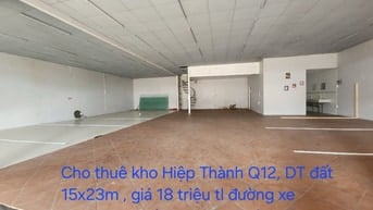 Cho thuê kho Ng Ảnh Thủ , Q.12, Dt 15x19m đường xe container 24/24